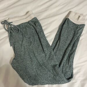 Green and white striped lounge pants/pjs